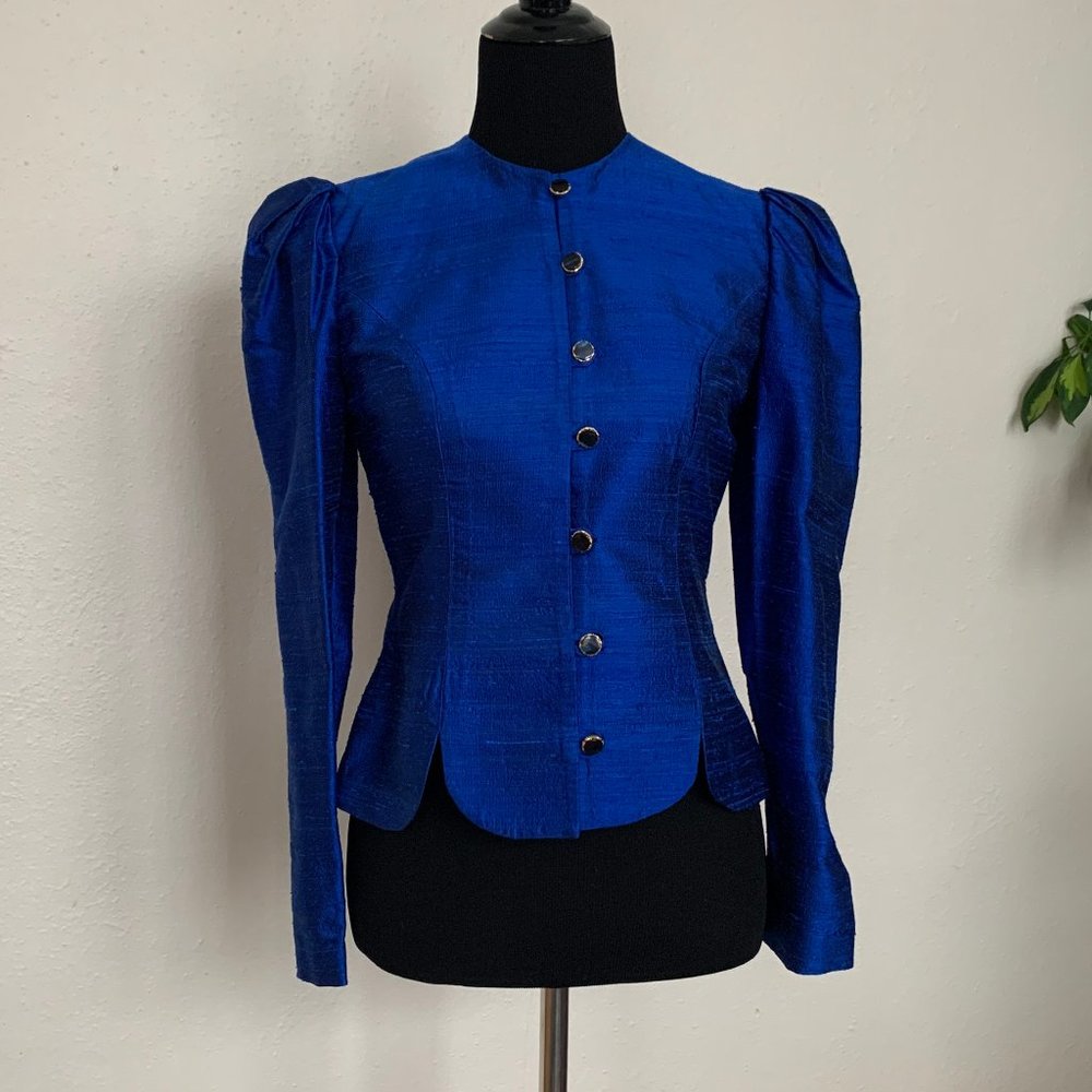 Vintage 80s evening electric blue blazer sz S